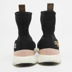 Louis Vuitton Black Stretch Fabric High Top Sneakers Size 36.5