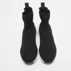 Louis Vuitton Black Stretch Fabric High Top Sneakers Size 36.5