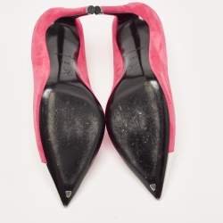 Pre Owned Louis Vuitton Pink Suede Pointed Toe  Pumps Size 36.5