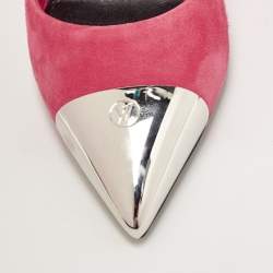 Pre Owned Louis Vuitton Pink Suede Pointed Toe  Pumps Size 36.5