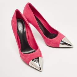 Pre Owned Louis Vuitton Pink Suede Pointed Toe  Pumps Size 36.5