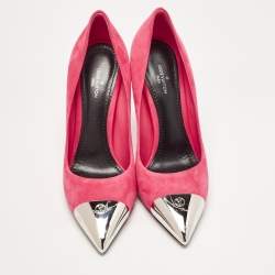 Pre Owned Louis Vuitton Pink Suede Pointed Toe  Pumps Size 36.5