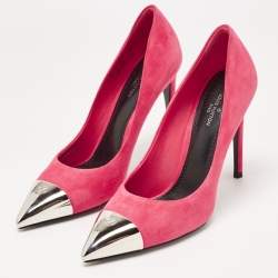 Pre Owned Louis Vuitton Pink Suede Pointed Toe  Pumps Size 36.5