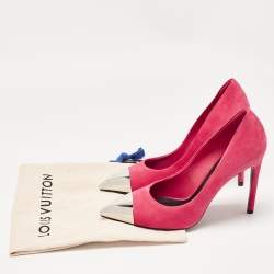 Pre Owned Louis Vuitton Pink Suede Pointed Toe  Pumps Size 36.5