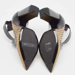 Louis Vuitton Gold Python and Leather Crisscross Strap Pumps Size 36.5