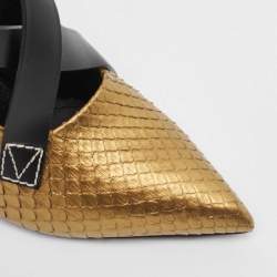 Louis Vuitton Gold Python and Leather Crisscross Strap Pumps Size 36.5