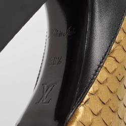 Louis Vuitton Gold Python and Leather Crisscross Strap Pumps Size 36.5