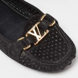 Pre Owned Louis Vuitton Black Leather Oxford Loafers Size 37.5