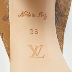 Pre Owned Louis Vuitton White/Brown Leather and Monogram Canvas Matchmake Pumps Size 38