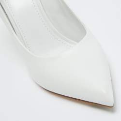 Pre Owned Louis Vuitton White/Brown Leather and Monogram Canvas Matchmake Pumps Size 38