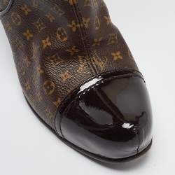 مملوكة مسبقًا Louis Vuitton Brown Monogram Canvas and Patent Idole Knee Length Boots Size 40
