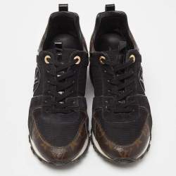 Louis Vuitton Black/Brown Monogram Canvas, Suede and Mesh Run Away Low Top Sneakers Size 36.5