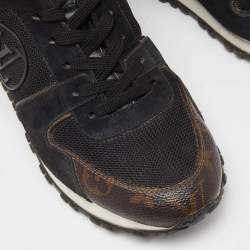 Louis Vuitton Black/Brown Monogram Canvas, Suede and Mesh Run Away Low Top Sneakers Size 36.5