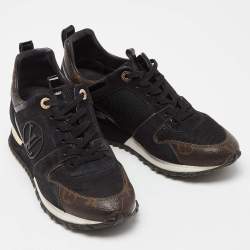Louis Vuitton Black/Brown Monogram Canvas, Suede and Mesh Run Away Low Top Sneakers Size 36.5