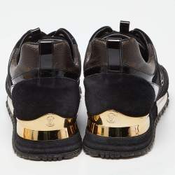 Louis Vuitton Black/Brown Monogram Canvas, Suede and Mesh Run Away Low Top Sneakers Size 36.5