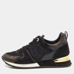Louis Vuitton Black/Brown Monogram Canvas, Suede and Mesh Run Away Low Top Sneakers Size 36.5