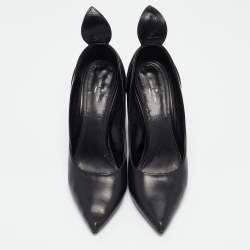 Pre Owned Louis Vuitton Black Leather and Monogram Canvas Rodeo Queen Pumps Size 40