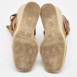 Pre Owned Louis Vuitton Brown Suede Ankle Buckle Ankle Boots Size 37