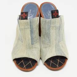 مملوكة مسبقًا Louis Vuitton Grey Denim Mules Size 38