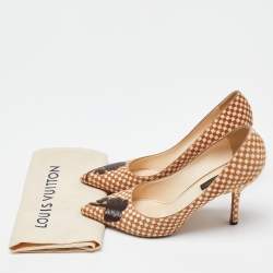 Louis Vuitton Brown/White Daimier Calf Hair Pumps Size 37.5