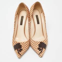 Louis Vuitton Brown/White Daimier Calf Hair Pumps Size 37.5