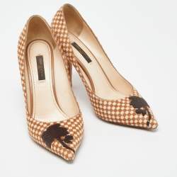 Louis Vuitton Brown/White Daimier Calf Hair Pumps Size 37.5