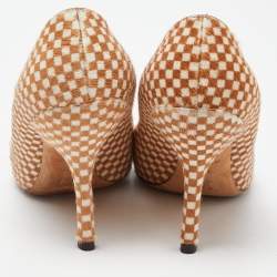 Louis Vuitton Brown/White Daimier Calf Hair Pumps Size 37.5