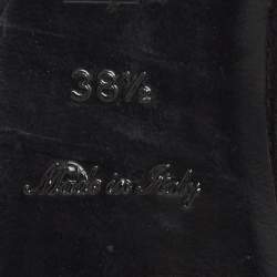 Louis Vuitton Black Fur Crystal Embellished Slide Flats  Size 38.5