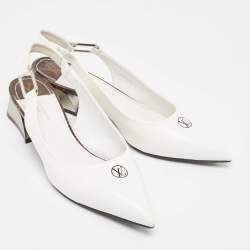 مملوكة مسبقًا Louis Vuitton White Brushed Leather Slingback Pumps Size 38