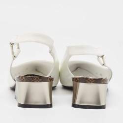 مملوكة مسبقًا Louis Vuitton White Brushed Leather Slingback Pumps Size 38
