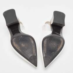 مملوكة مسبقًا Louis Vuitton White Brushed Leather Slingback Pumps Size 38