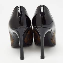 Pre Owned Louis Vuitton Brown/Black Monogram Canvas and Patent Cherie Pumps Size 37
