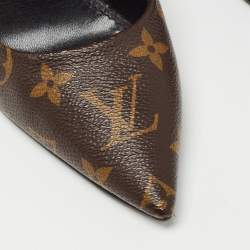 Pre Owned Louis Vuitton Brown/Black Monogram Canvas and Patent Cherie Pumps Size 37