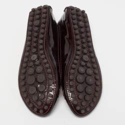 Louis Vuitton Burgundy Patent Leather Oxford Ballet Flats Size 36.5