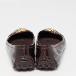 Louis Vuitton Burgundy Patent Leather Oxford Ballet Flats Size 36.5