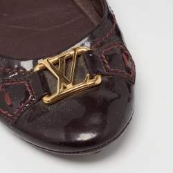 Louis Vuitton Burgundy Patent Leather Oxford Ballet Flats Size 36.5