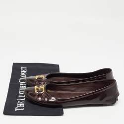 Louis Vuitton Burgundy Patent Leather Oxford Ballet Flats Size 36.5