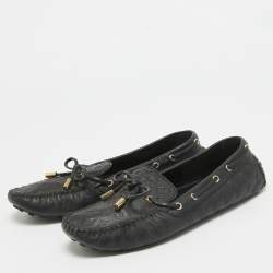 مملوكة مسبقًا حذاء لوفرز لوي فيتون غلوريا  جلد إمبرينت مونوغرامي أسود مقاس 37.5