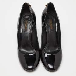 Louis Vuitton Black Patent Leather Lock It Round Toe Pumps Size 38