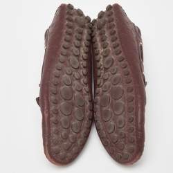 Louis Vuitton Burgundy Leather Gloria Bow Slip On Loafers Size 37