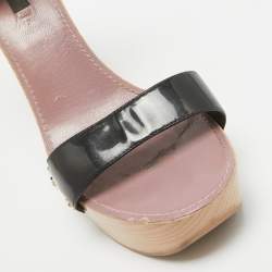 Louis Vuitton Black Patent Leather  Ankle Strap Sandals Size 38