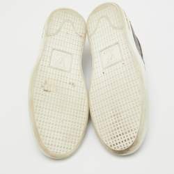 Pre Owned Louis Vuitton Brown/Pink Leather and Canvas Frontrow Sneakers Size 36.5