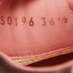 Pre Owned Louis Vuitton Brown/Pink Leather and Canvas Frontrow Sneakers Size 36.5