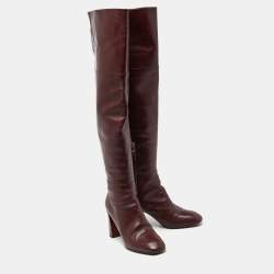Louis Vuitton Burgundy Leather Over The Knee Length Boots Size 39