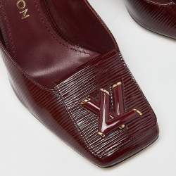 Pre Owned Louis Vuitton Burgundy Patent Leather Block Heel Pumps Size 37