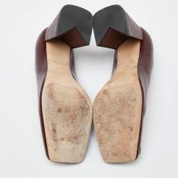 Pre Owned Louis Vuitton Burgundy Patent Leather Block Heel Pumps Size 37