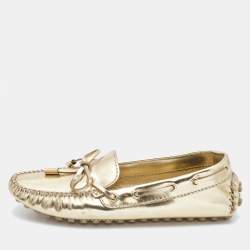 Louis Vuitton Gold Leather Gloria  Loafers Size  35