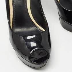 Louis Vuitton Black Patent Leather Eyeline Peep Toe Pumps Size 37