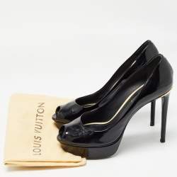 Louis Vuitton Black Patent Leather Eyeline Peep Toe Pumps Size 37