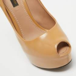 Louis Vuitton Beige Patent Leather Oh Really! Platform Pumps Size 37